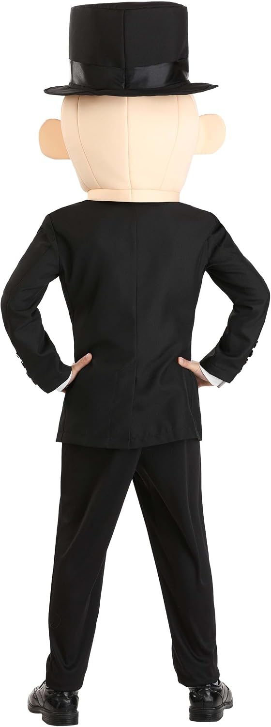 Mr. Monopoly Costume | Kids Board Game Halloween or Dress Up Outfit With Jacket, Attached Vest, & Mask With Top Hat