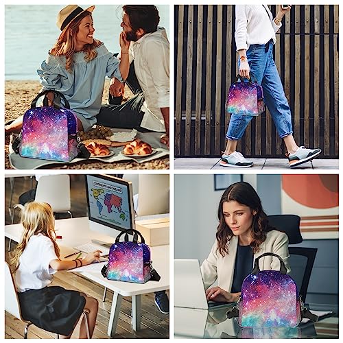 Ceggtdir Insulated Reusable Lunch Bag With Adjustable Detachable Shoulder Strap, Durable Water-Proof Galaxy Lunch Box For Boys And Girls Portable Modern Tote Bag For School Picnic Travel #TOP6