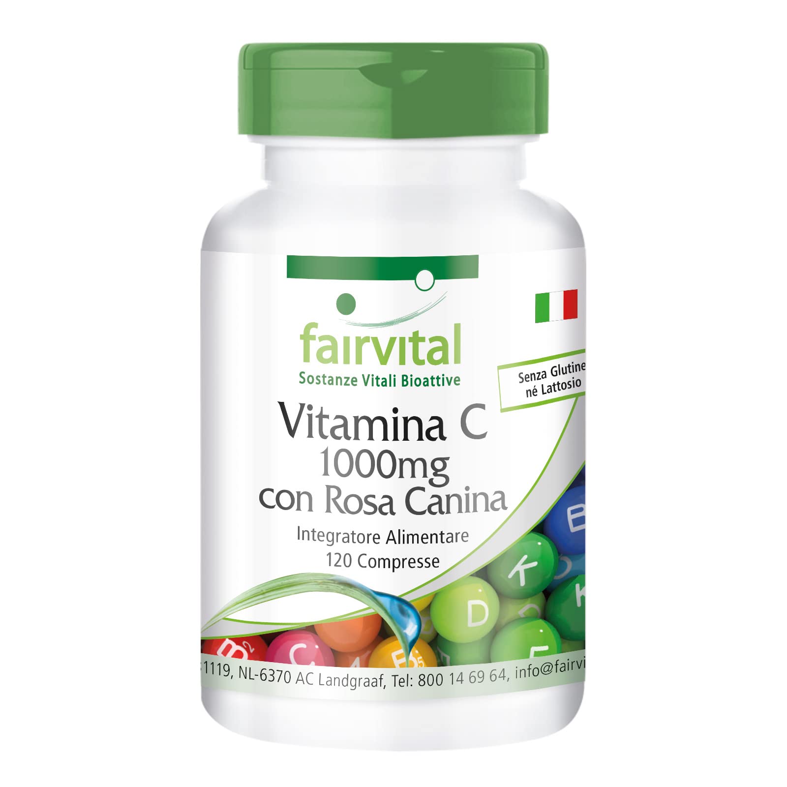 fairvital Vitamina C 1000 mg, 500 compresse, ad alto dosaggio e con rosa canina, VEGANA, facile da deglutire e delicata sullo stomaco, CONFEZIONE GRANDE
