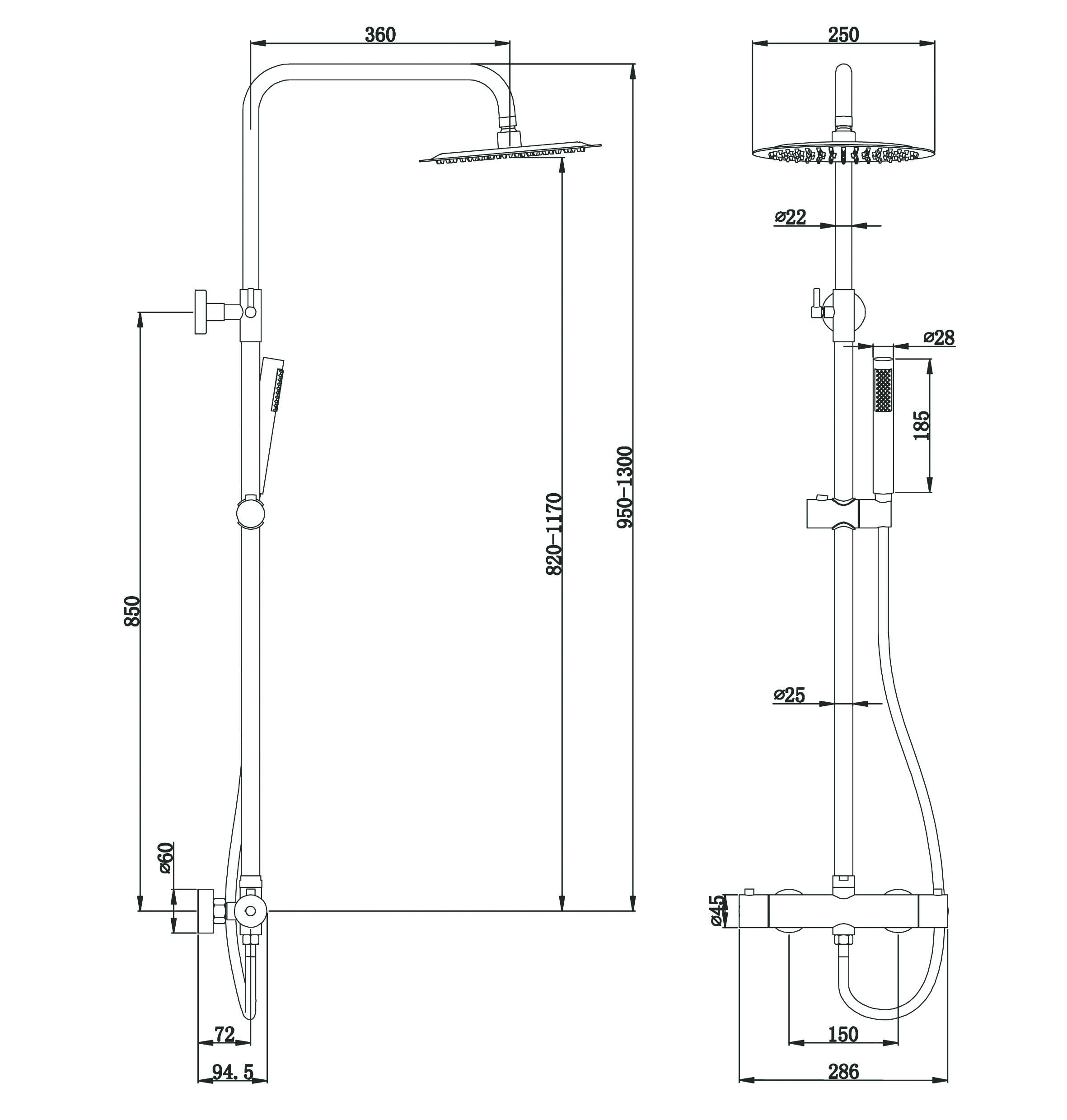 Grifo Ducha Termostatico de Acero Inoxidable | Sistema Completo Con Anti-Cal Función | Columna Ducha termostatica para Baño de Gran Durabilidad | Diseño Elegante | Ducha Baño Latón
