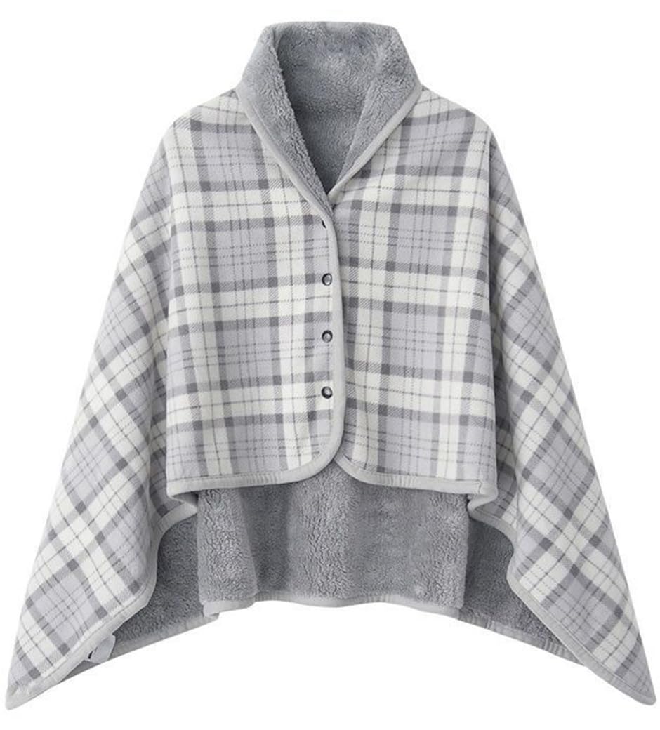 Femme Poncho Polaire Plaid Châle Polaire Cape Chaud d'hiver avec Boutons Couverture à Carreaux Poncho Châle Femme Écharpe Cape Épaissie Elégant Chaud Hiver Grand Taille Foulard