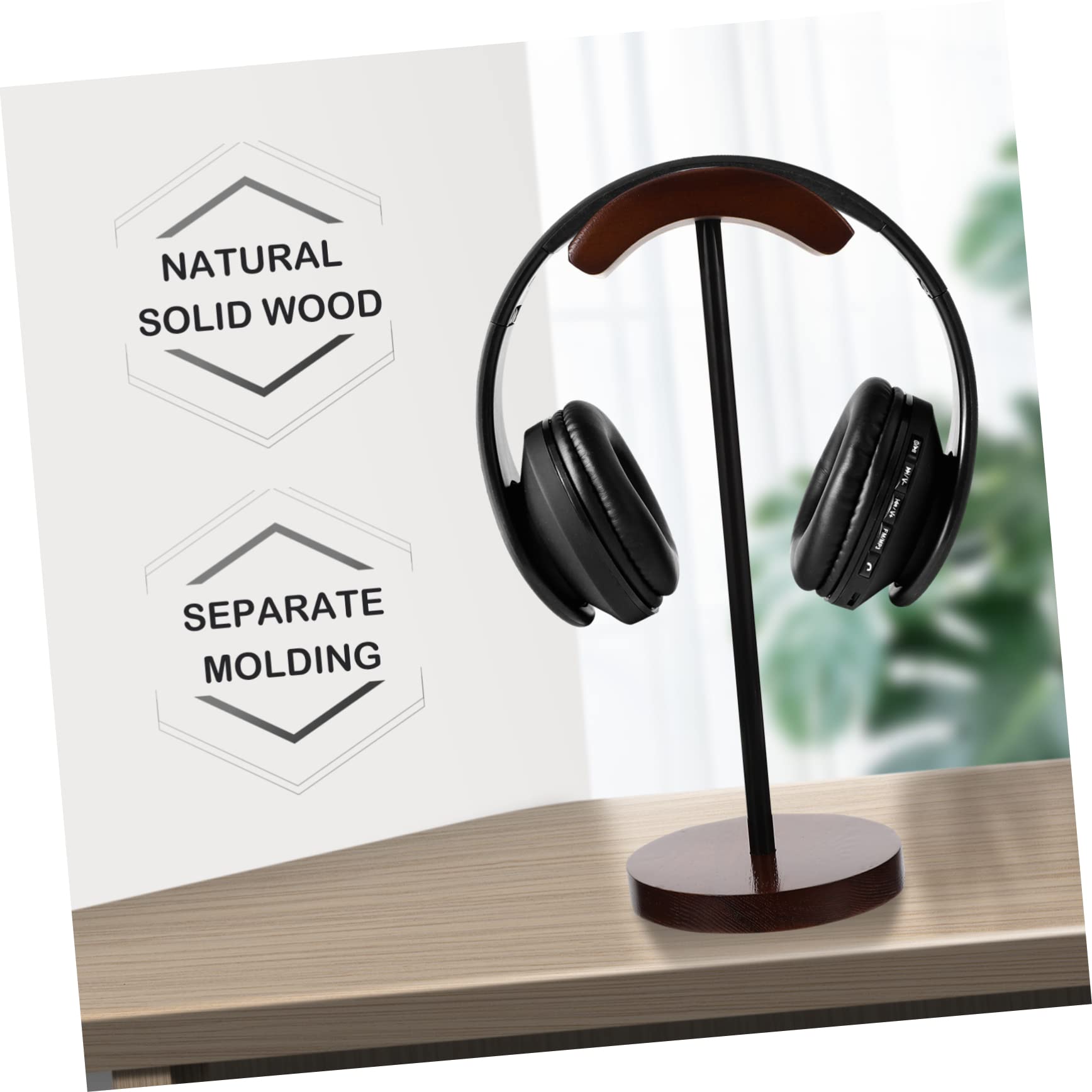 Holibanna supporto per cuffie in legno massello stand cuffie scrivania cuffia porta Staffa per supporto da tavolo per Stand auricolare di legno Coffee