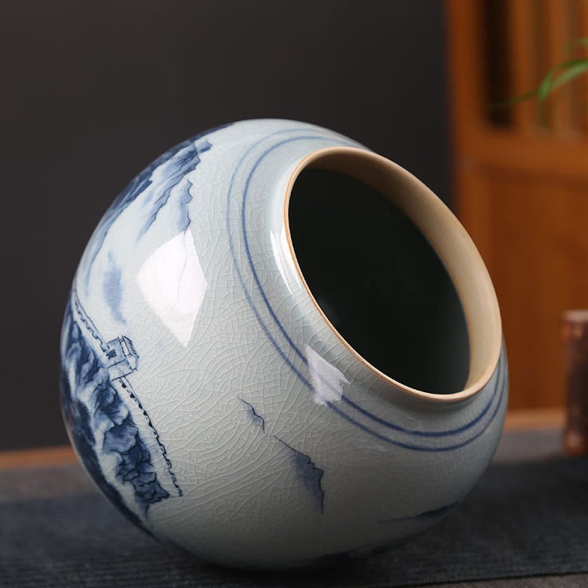 Teedose Dekorativ im Chinesischen Stil Keramik mit Dicht Schließendem Deckel und Luftdicht als Geschenk für Tee Kaffee und Nüsse das Café