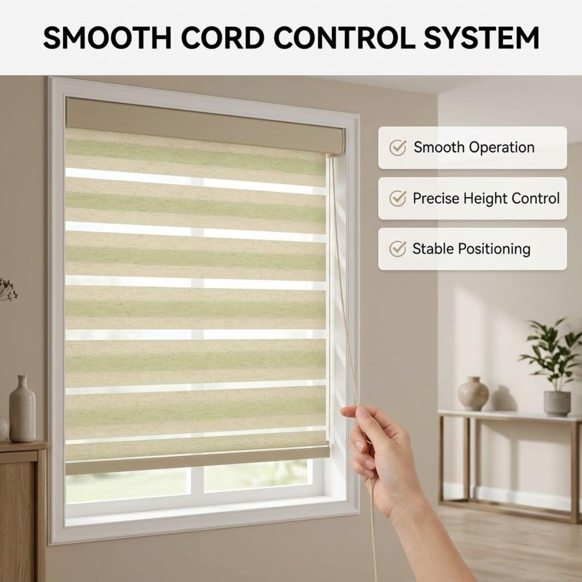 Store Double Enrouleur Jour Nuit avec Perçage et Tissu Anti Chaleur | Store Zébré pour Balcon ou Porte, Rideau Tamisant, Protection Soleil, Naturel, 33x213 cm, 41x213 cm(Blanc,W30cmxH122cm)