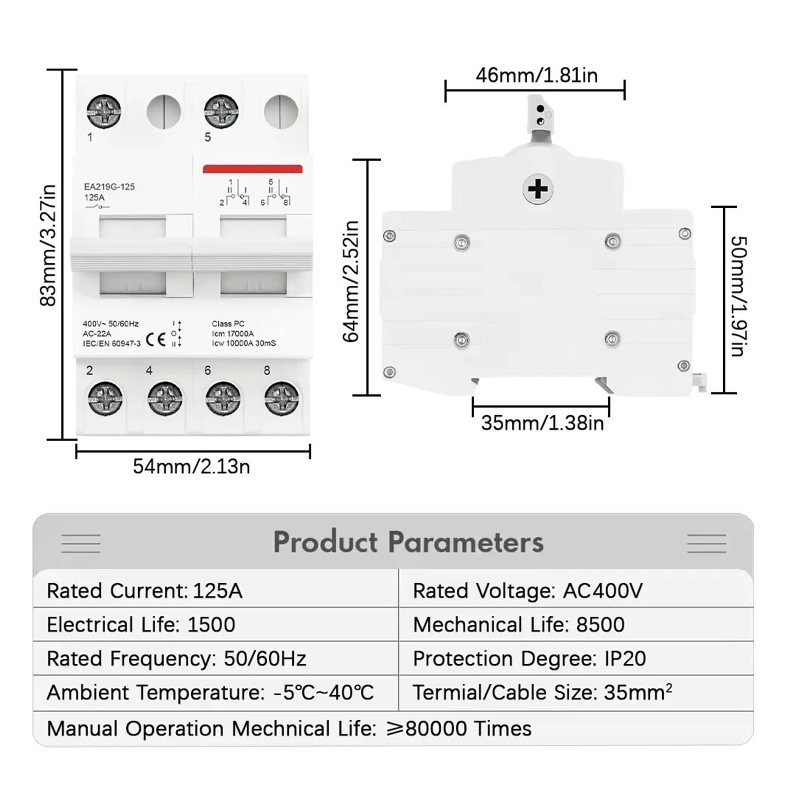 2P 40A 63A 125A AC400V Modulare Doppia Alimentazione Manuale Interruttore di Trasferimento AC Isolamento Sezionatore Interruttore Circuito