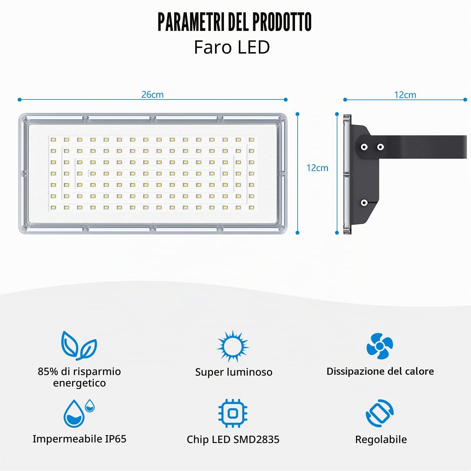 Faretti a Faretto LED da Esterno 400W 40000LM - Faretto Fari Faro LED Esterno 2 Pezzi, 6500K Luce Fredda IP66 Impermeabile per Giardino, Patio, Terrazza, Garage
