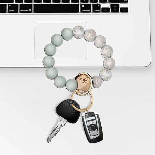 Miniatura 5 de Pulsera llavero de muñeca con bolsillo porta tarjetas y billetera, pulsera llavero con borla y anillo para llaves para mujeres