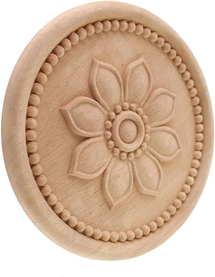 Vintage Unpainted Wood Carved Corner Onlay Applique Frame for Home Furniture Wall Cabinet Door Decor Crafts 24cm