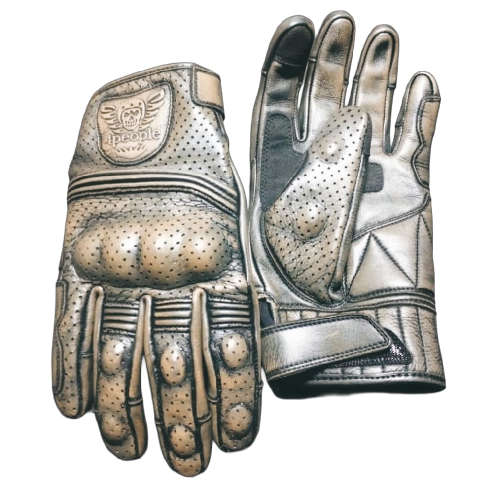 Iron Rider Gants Moto en Cuir Homme - Gants Biker Vintage avec Protection Nudages, Respirants, Style Café Racer, Gants Moto Été et Conduite Urbaine