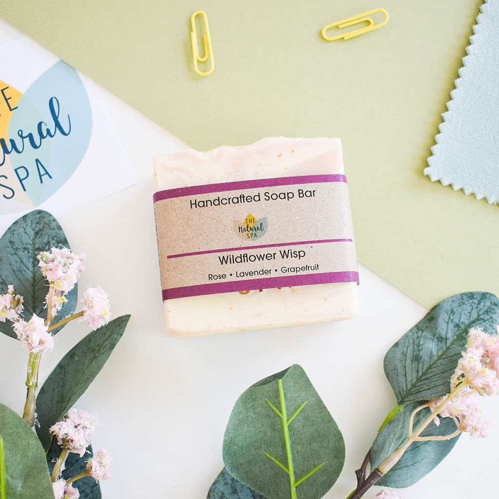 Soap Bar - Wildflower Wisp - Plastic Free - Vegan - Palm Free - Handmade in Devon UK (SW England), Pink, 100 g (Pack of 1) - Image 3
