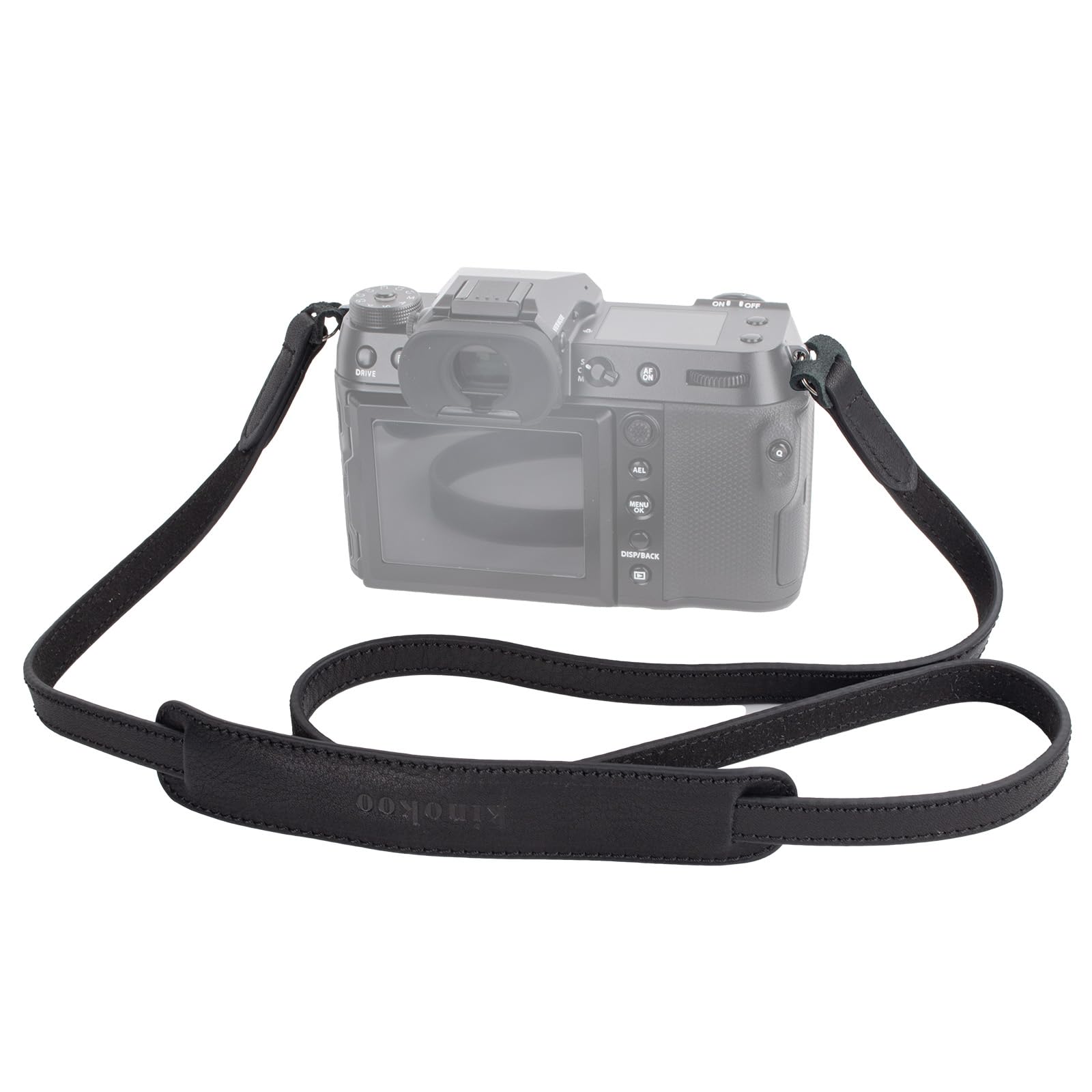 MUZIRI KIINOKOO - Tracolla per fotocamera in vera pelle, con anelli triangolari, compatibile con la maggior parte delle fotocamere con fori di collegamento rotondi, lunghezza 110 cm
