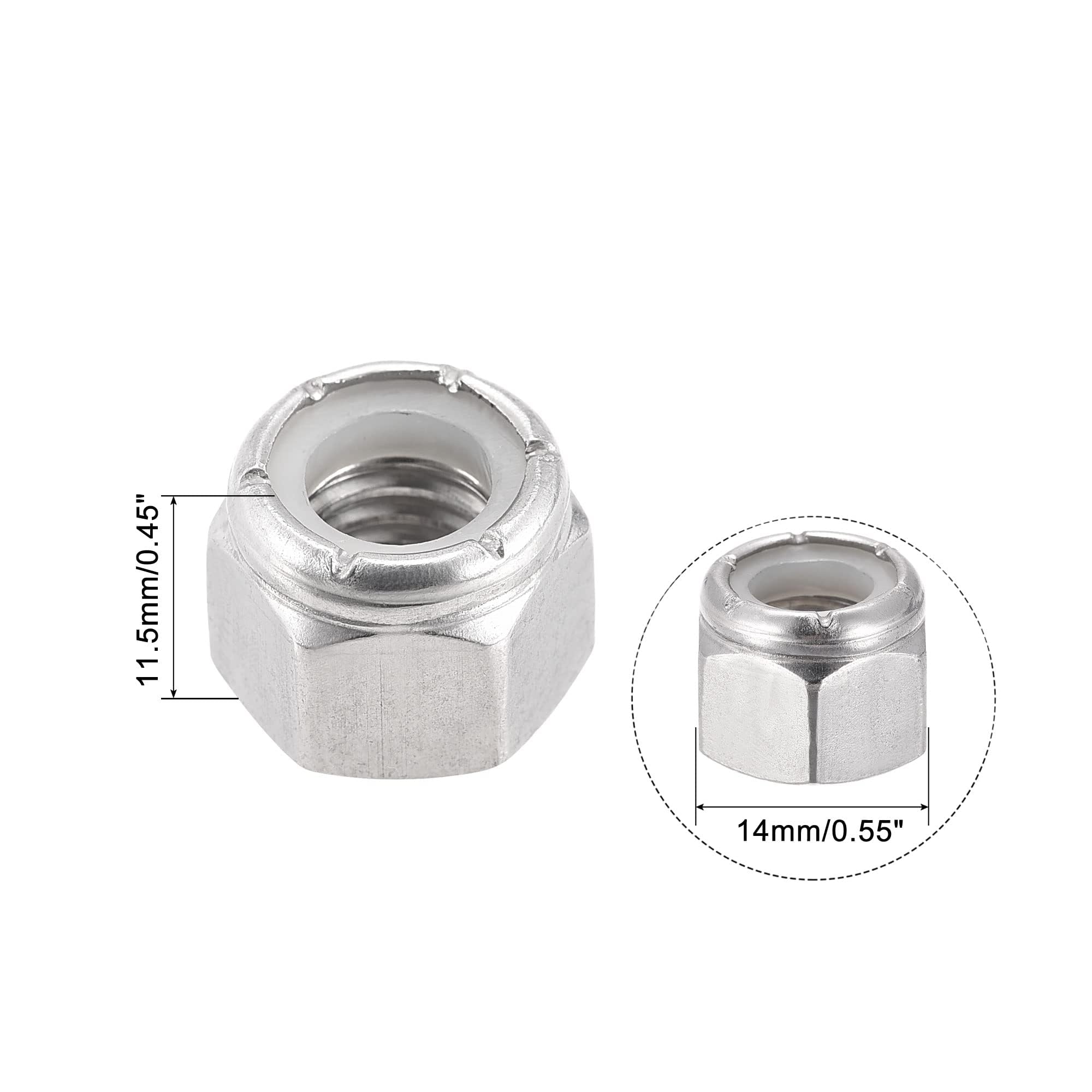 TA-VIGOR 10Pcs 3/8-16UNC Nylon Hex Lock Nuts, 304 Stainless Steel Nylon Insert Self-locking Nuts - Image 2
