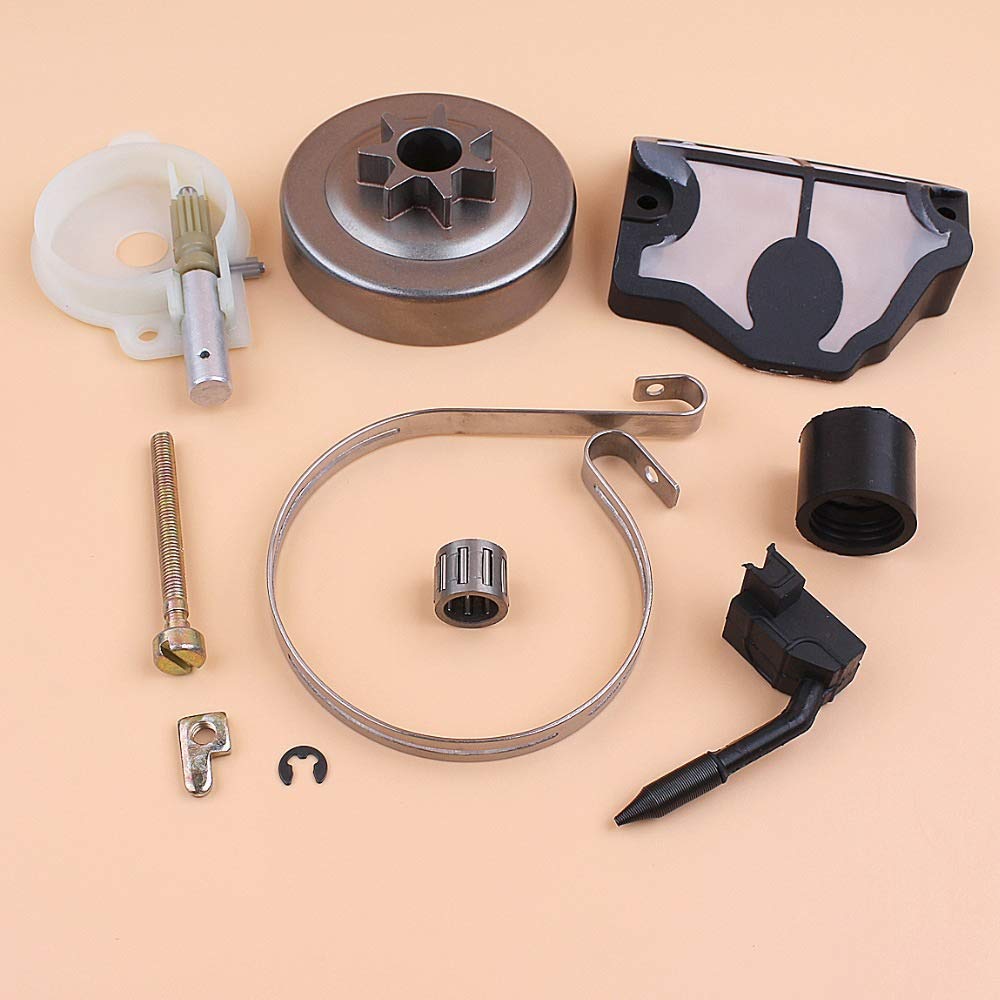 Tamburo Frizione Pompa Olio Tendicatena Kit Fascia Freno Compatibile con Husqvarna 142141137136 36 41 Motoseghe Ricambi per motoseghe a Gas