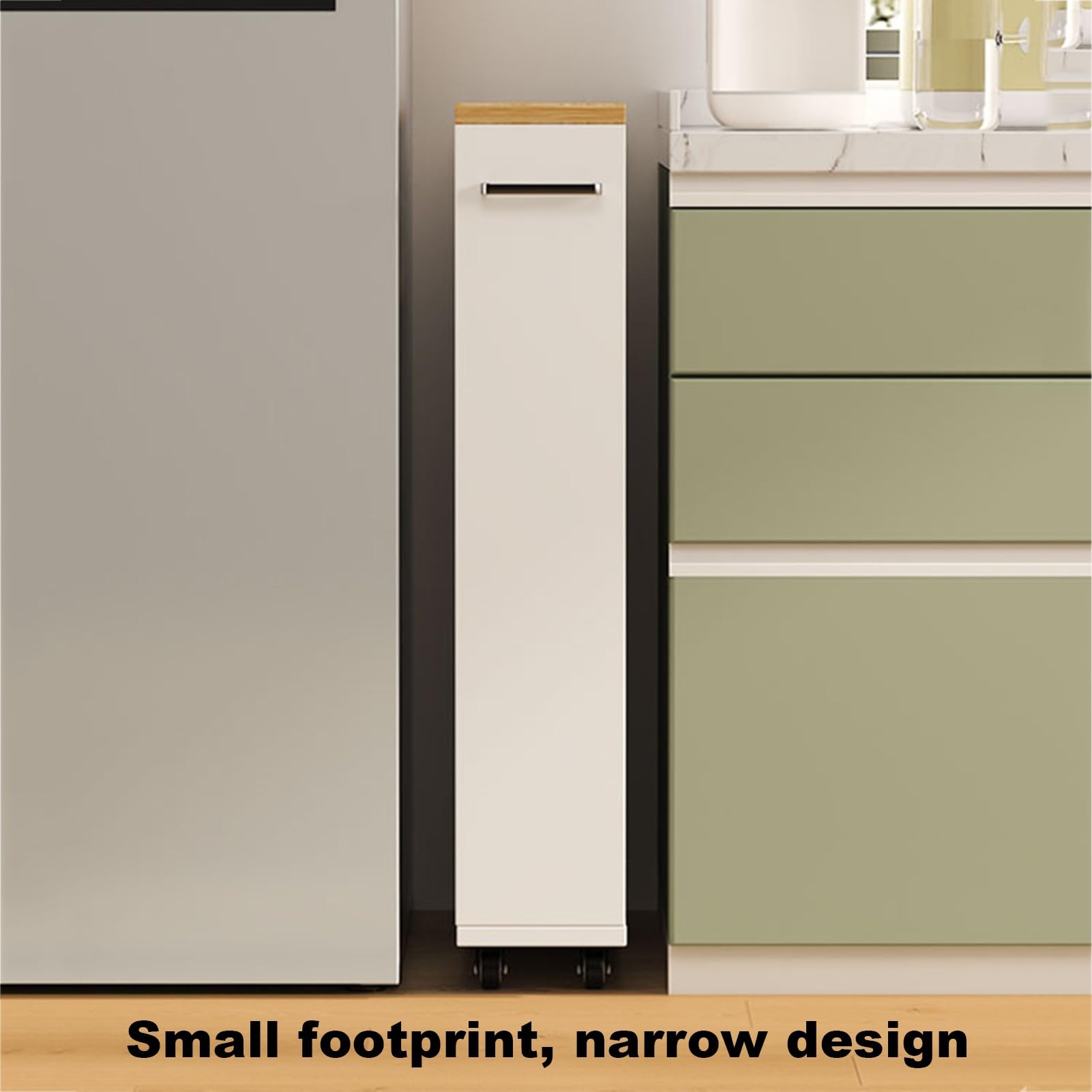 XPLKQXE Carrello di Stoccaggio Stretto, unità di Scaffalatura A 3 Livelli con Ruote, Organizzatore di Scaffale Stretto per Cucina, Sala da Pranzo, Lavanderia(Grigio Scuro,25x55x80.5cm)
