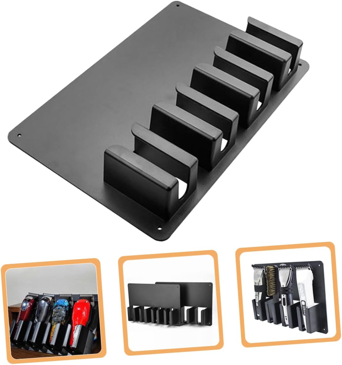 2pcs Wall Mounted Hair Clipper Storage Holder, Black Plastic Organizer