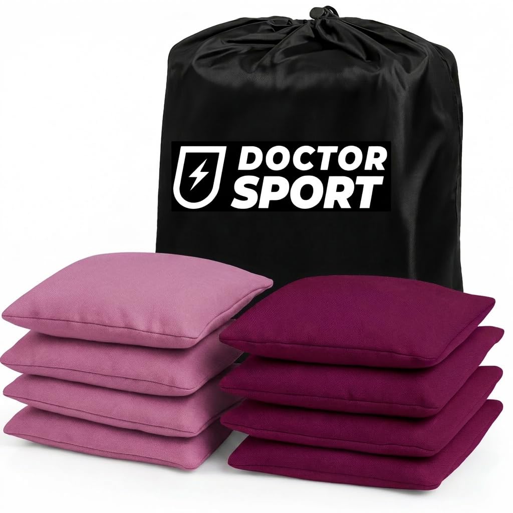Dr Sport - Lot de 8 sacs à cornhole originaux - 4 sacs violets et 4 roses - Qualité robuste - 400 g - 15 x 15 cm