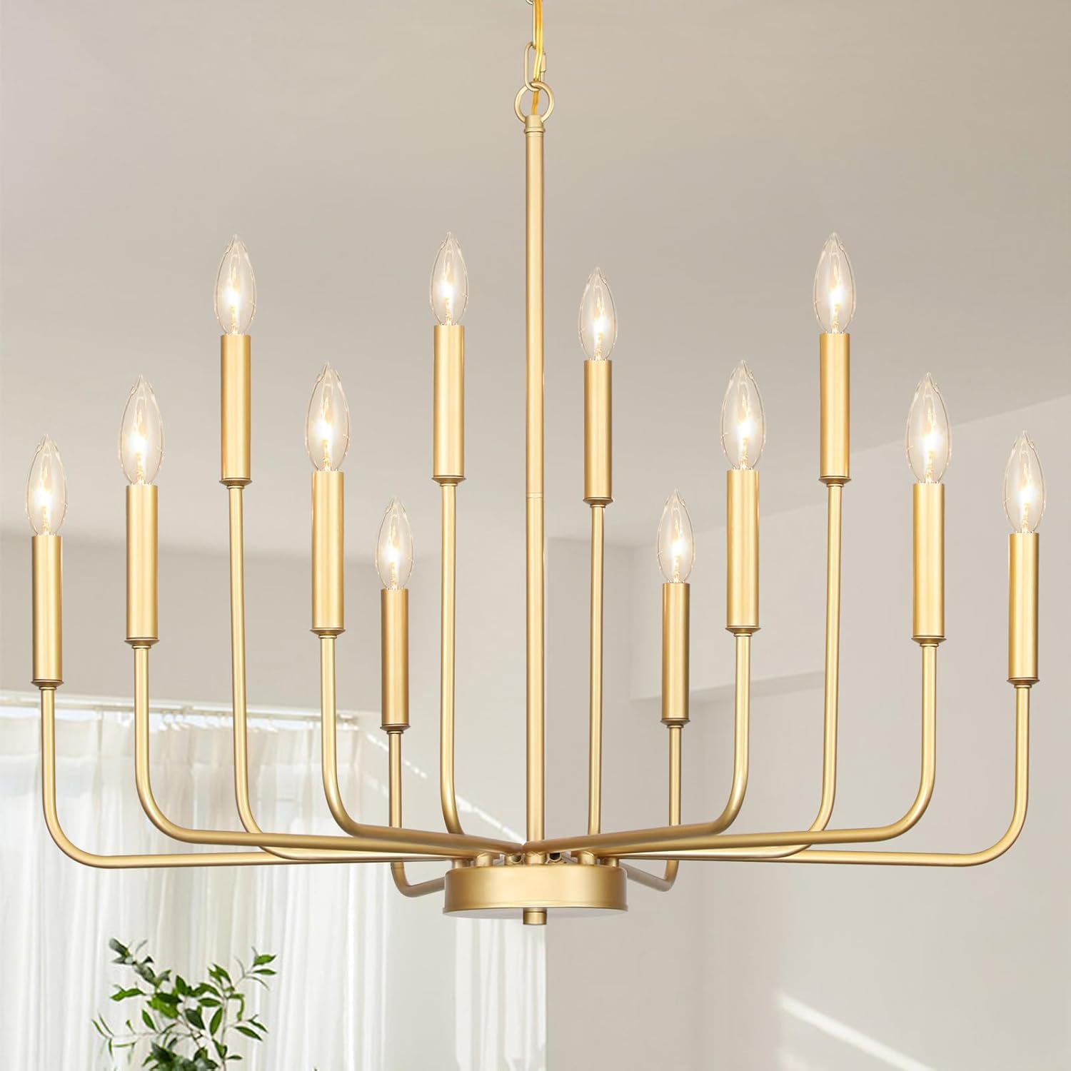 Gold Chandeliers for Dining Room Light Fixture Over Table, Modern Farmhouse Chandeliers for Living Room,12-Lights Candle Lighting Fixtures for Entryway Kitchen Island Foyer Gold 12 - Lights