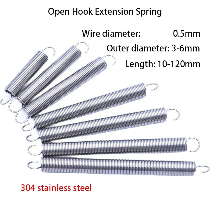 5pcs Wire Diameter 0.5mm S Hook Tension Springs, Stainless Steel Helical Extension Spring, Tension Spring for Industrial(40MM*3MM)