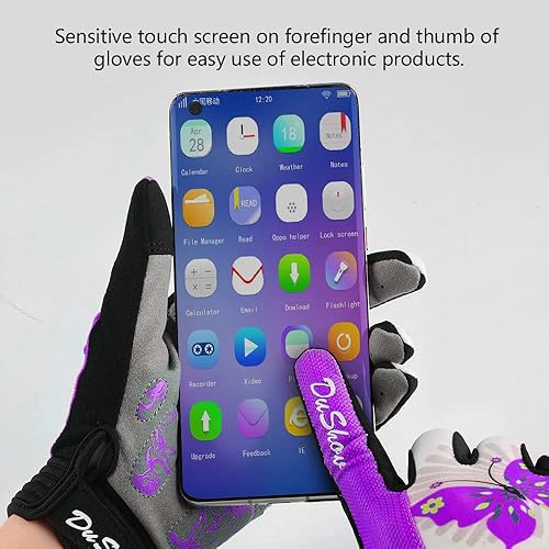 Miniatura 2 de DuShow - Guantes para bicicleta para mujer, guantes de entrenamiento floral rosa para mujer, guantes de ciclismo de dedos completos para conducir y