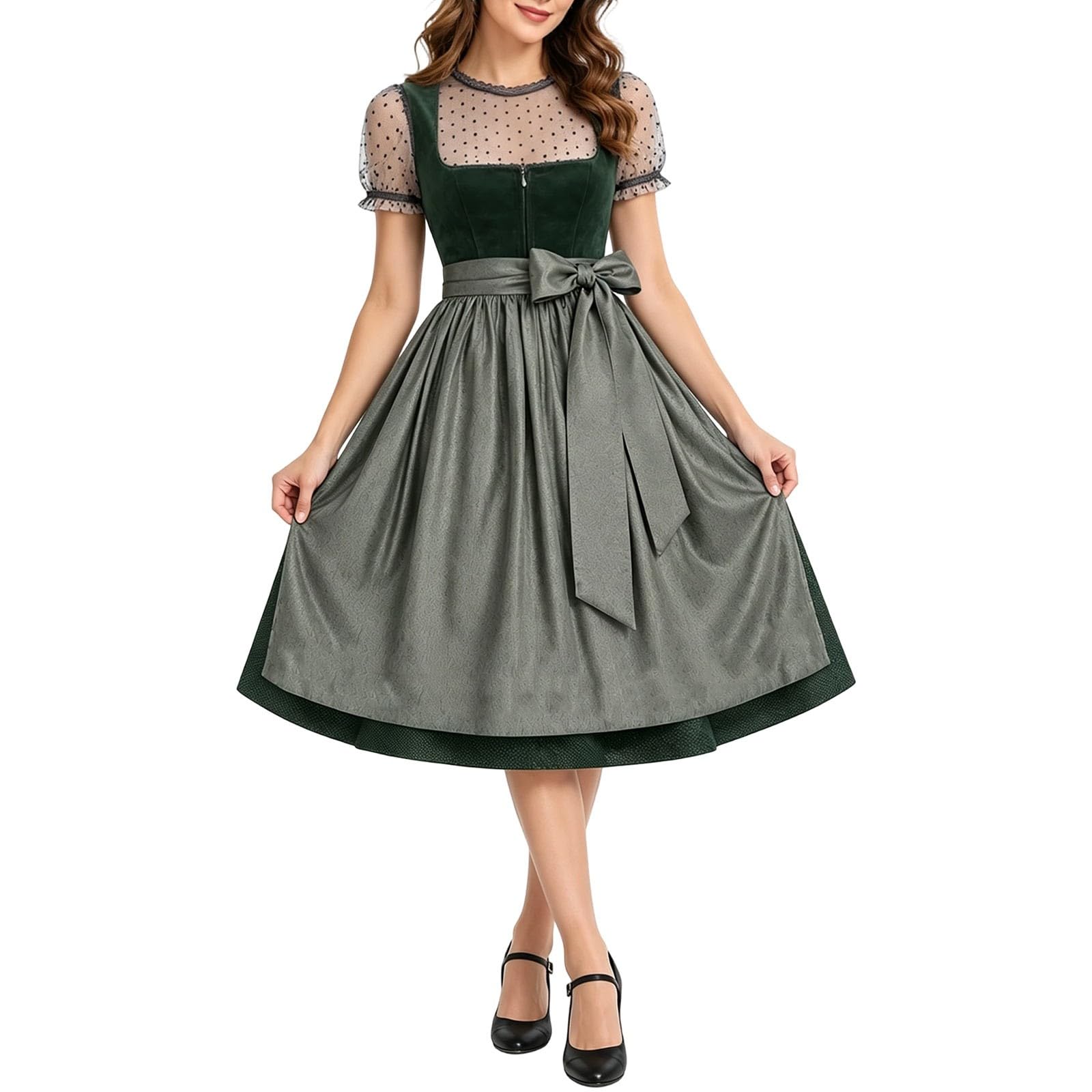 Dreiteiliges Damen Trachten Outfit mit Bluse und Schürze für Volksfeste