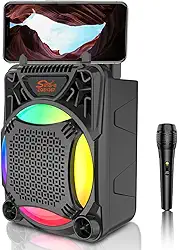 Caixa de Som Bluetooth,Caixa de som com microfone, Alto-falante sem Fio Portátil com Som 3D HD Estéreo, Alcance de 30 Metros, Conexão Rápida