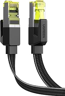 UGREEN Ethernet Cable Flat Cat 7 Network Cable Braided 10Gbps 600MHz POE LAN RJ45 Gigabit Internet FTP Compatible with Xbox One PS5 PS4 Sky Box Ethernet Adapter Switch Patch Panel Modem Router (5M)