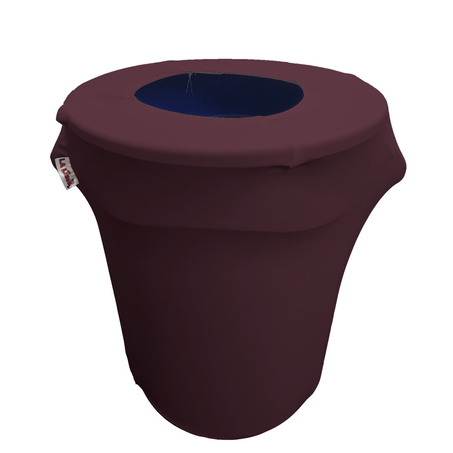 LA Linen Stretch Spandex Fitted Trash Can Cover 32-Gallon Round, Bin Waste Container Cover, Outdoor Indoor Patio Backyard Decor, Eggplant