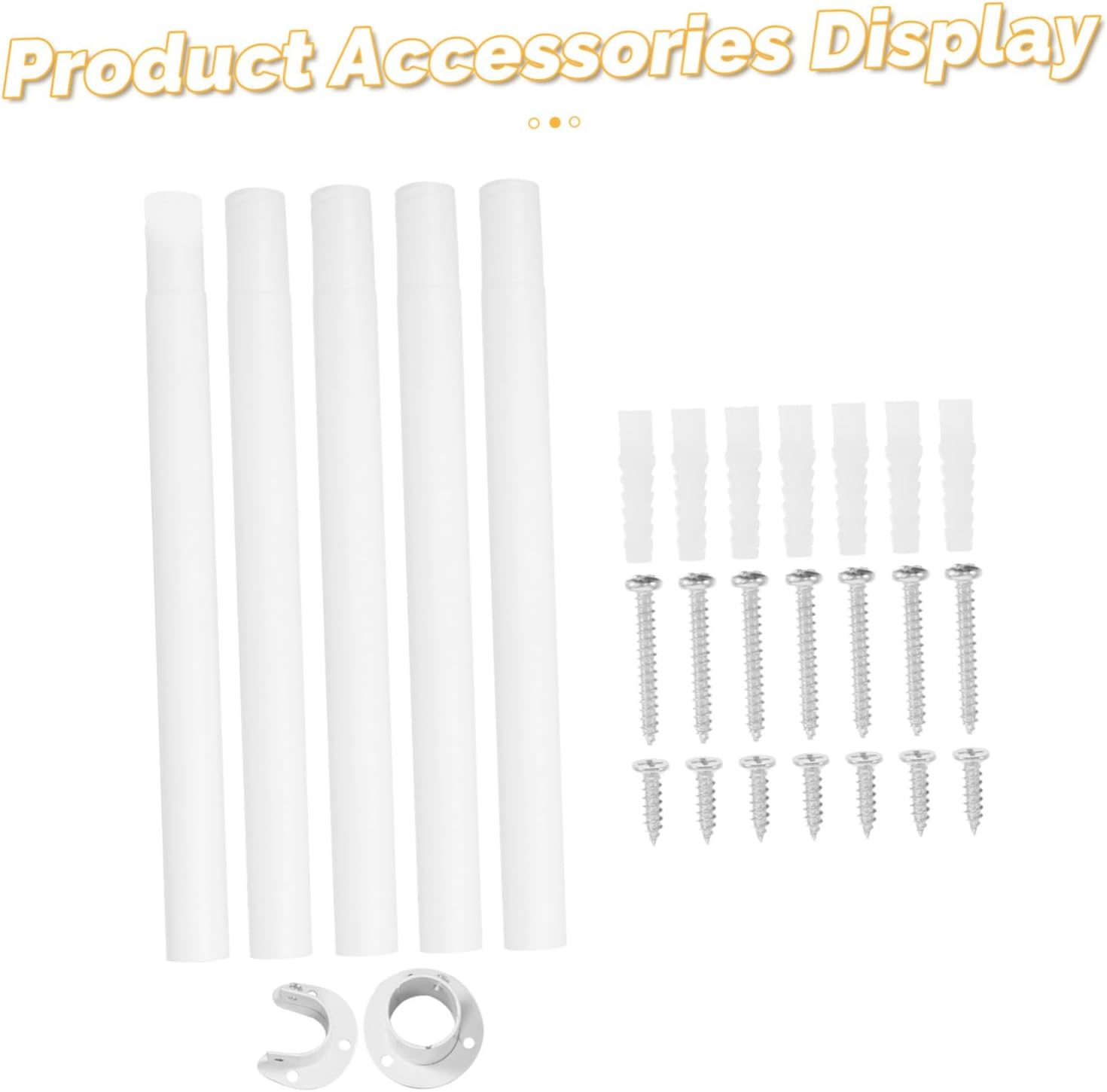 Heavy Duty Adjustable Closet Rod for Hanging Clothes, Carbon Steel White Metal Rod with Space Saving Design, Fits Wardrobes Laundry Rv, Includes Complete Accessories, 177-212cm