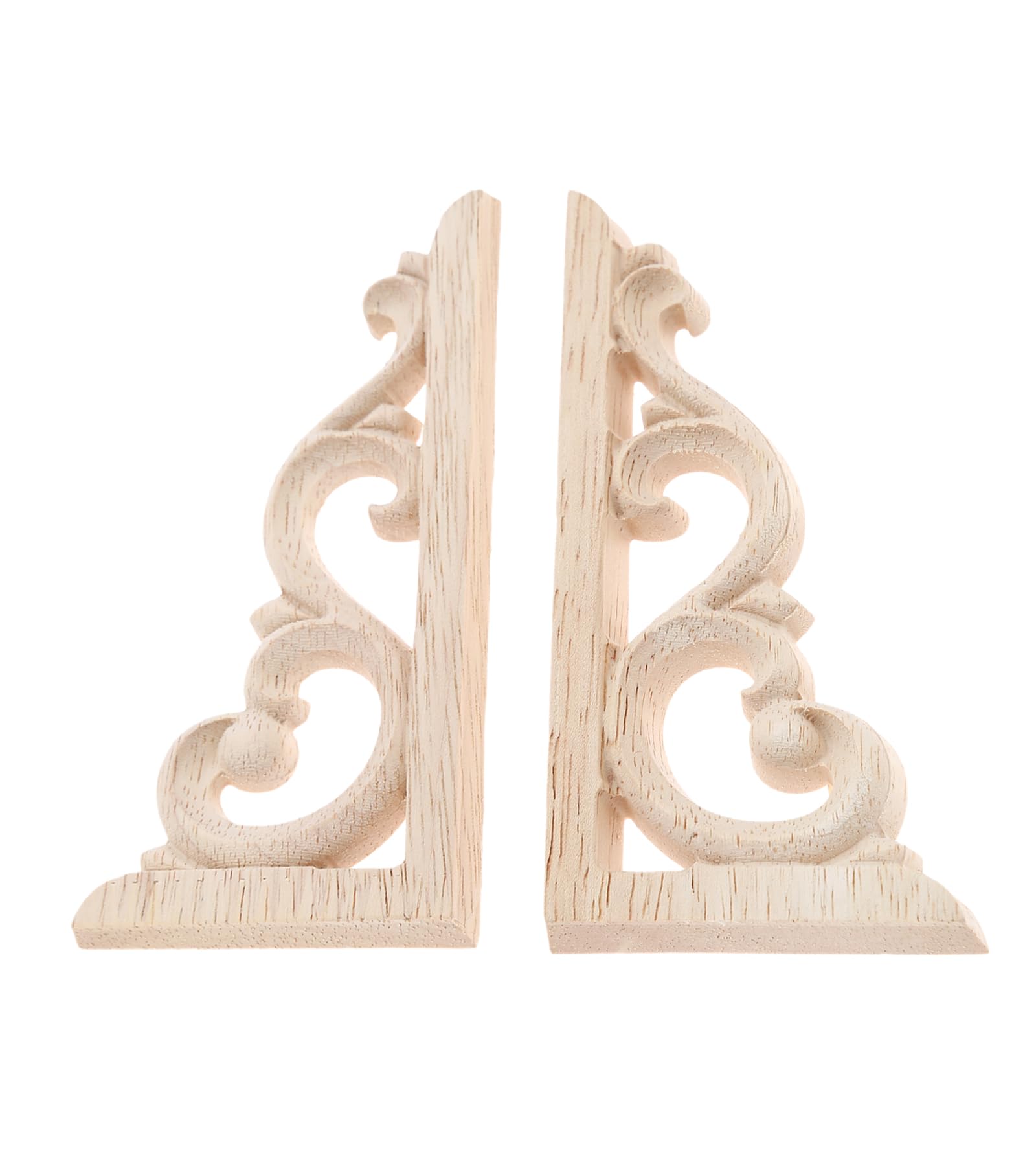 MUXSAM 2pcs Oak Wood Carved Corner Onlay Applique Unpainted Frame Decal Home Furniture Decal 12x6cm