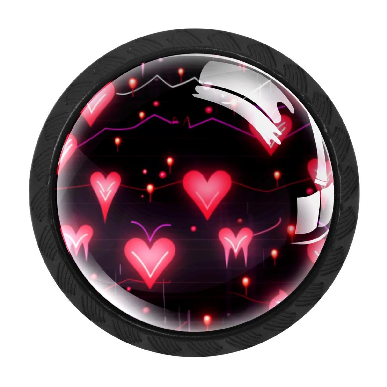 Chenzzzz Multicolored 09 4 Pcs Valentine's Day Love Heartbeat Crystal Glass Cabinet Knob Drawer Pull Handle For Kitchen Cupboard Dresser Wardrobe Etc