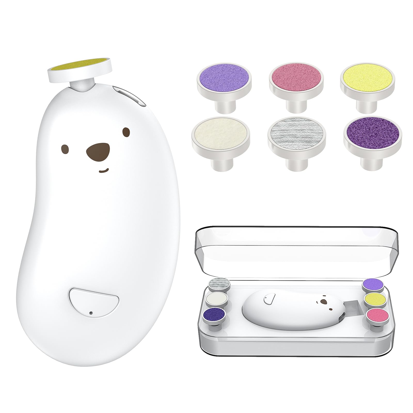 Baby Nail Trimmer Electric, Goard Rechargeable Baby Nail Clippers with 6 Grinding Heads and LED Light, Safe Baby Nail File Set for Newborn Toddler Toes & Fingernails Polish, Trim Care, Ergonomic Grip