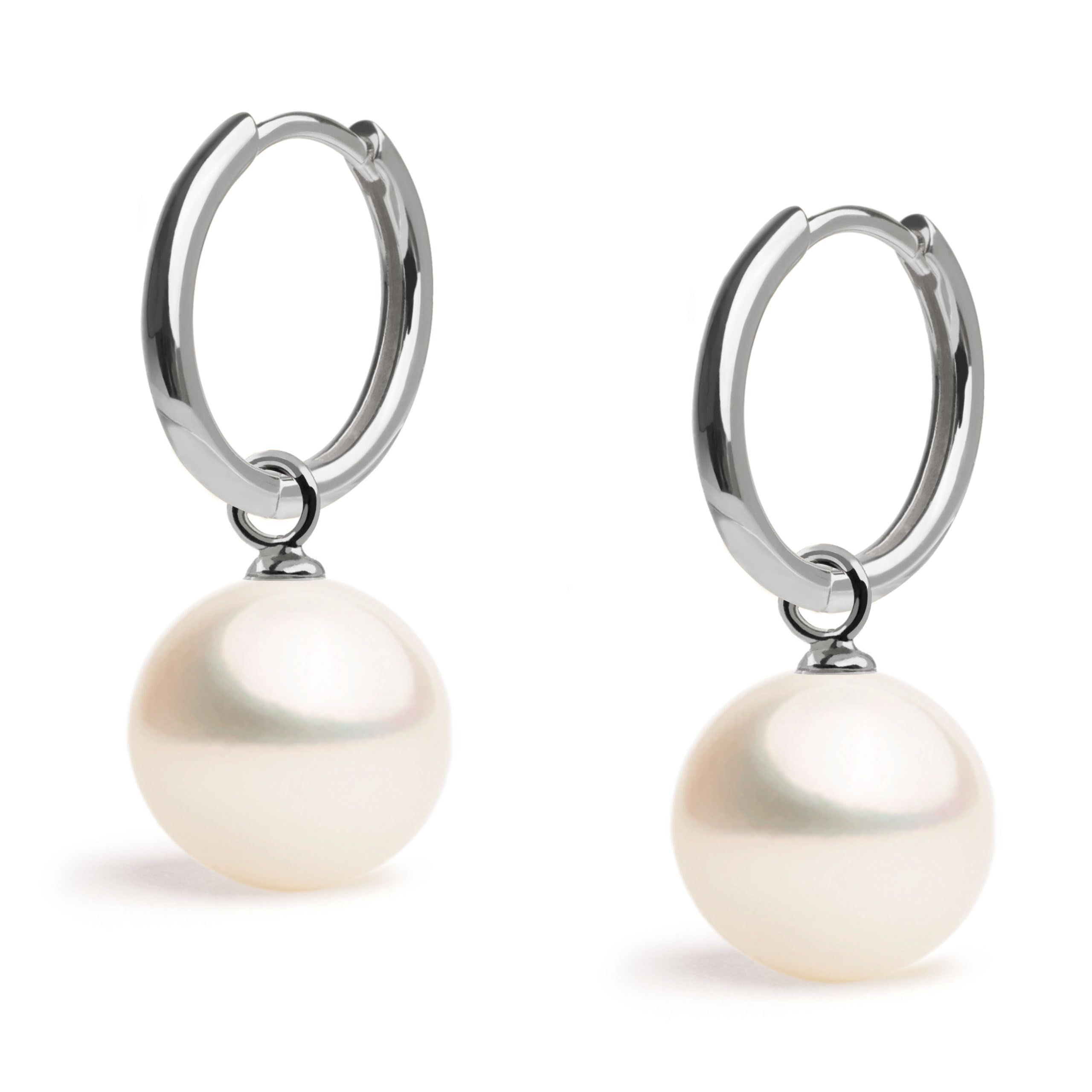 Orecchini a cerchio da 16 mm con ciondolo di perle coltivate d'acqua dolce intercambiabili per donne Secret & You - oro vermeil o argento sterling 925