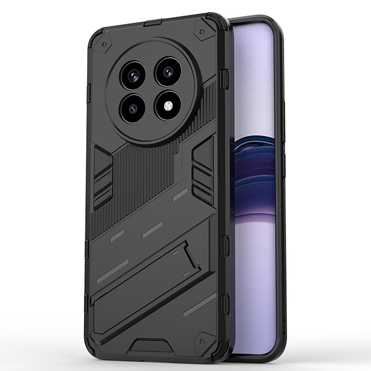UPLAI Cover per Realme 13 Pro 5G/Realme 13 Pro+ Plus 5G, Ultra Sottile Antiurto Premio PC Custodia con Nascosto Kickstand, Morbido TPU Bumper Durevole Armatura Caso.Nero
