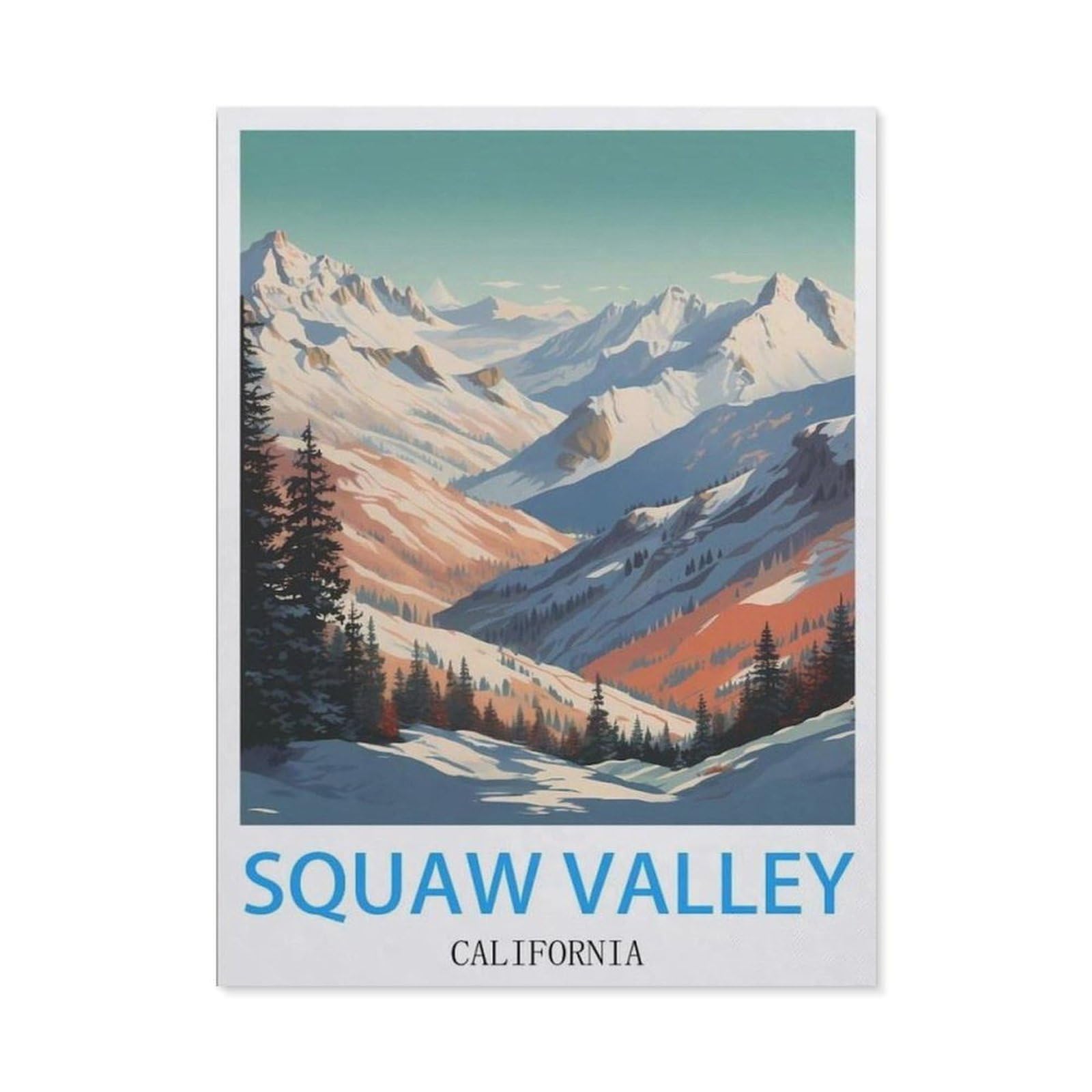 Beayodkp （30 X 40 Cm/11.81 X 15.74 Inches） 5D Diy Diamond Painting Kit，Squaw Valley California Vintage Travel Posters，Crystal Mosaic Full Drill Round Diamond Painting Embroidery Accessories-Cd25