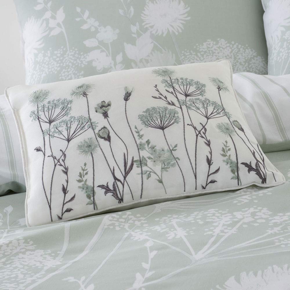 Catherine Lansfield Green Meadowsweet Floral 30X40 Cm Filled Cushion Size 40