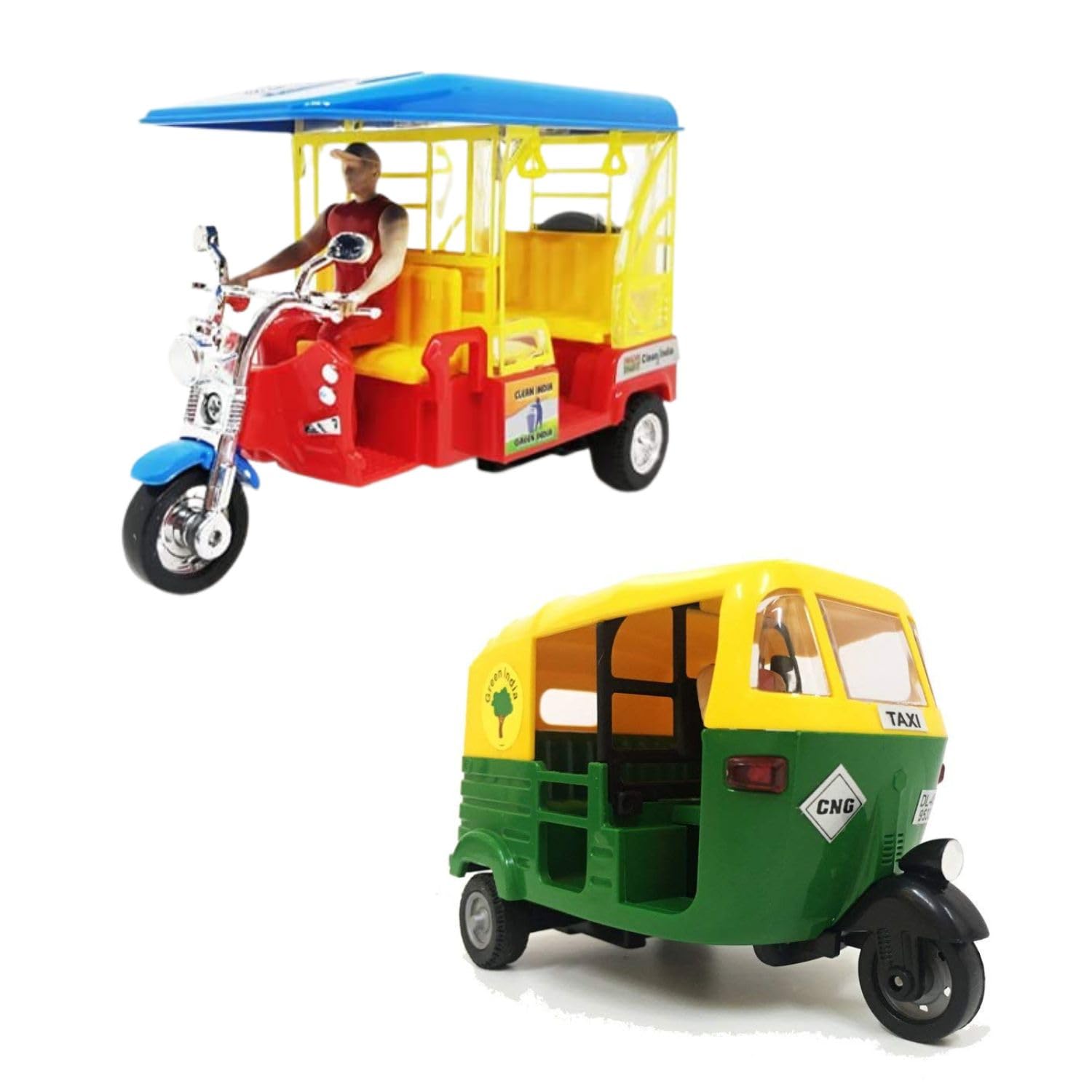 JAPSI Pull Back CNG Auto Rickshaw Combo for Kids | Toys Pull Back Auto Rickshaw Toy Model Toy for Kids | Toy Auto Rickshaw for Kids | Auto Rickshaw Birthday Gift | Miniature Vehicle Toys | Multicolor