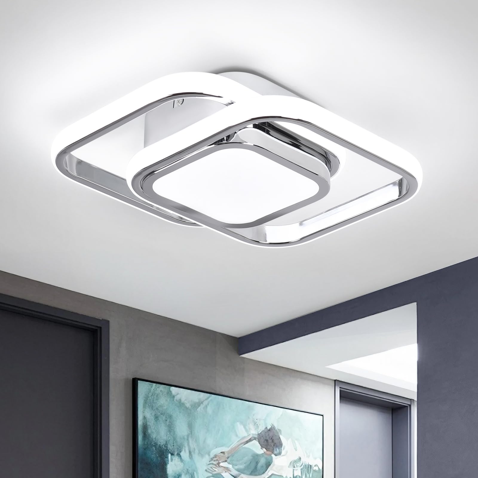 Photo 1 of CANEOE Square LED Hallway Ceiling Light Fixture, 36W, Chrome