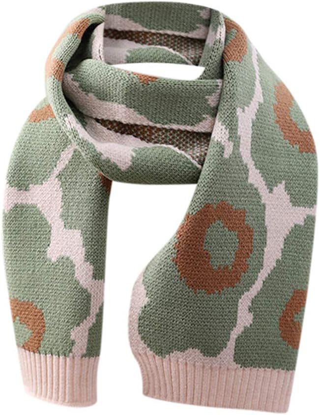 Scarf Winter Warm, Soft, Winter Scarf Circle Smudge Leopard Knit Crocheted Warm Scarves Classic Design