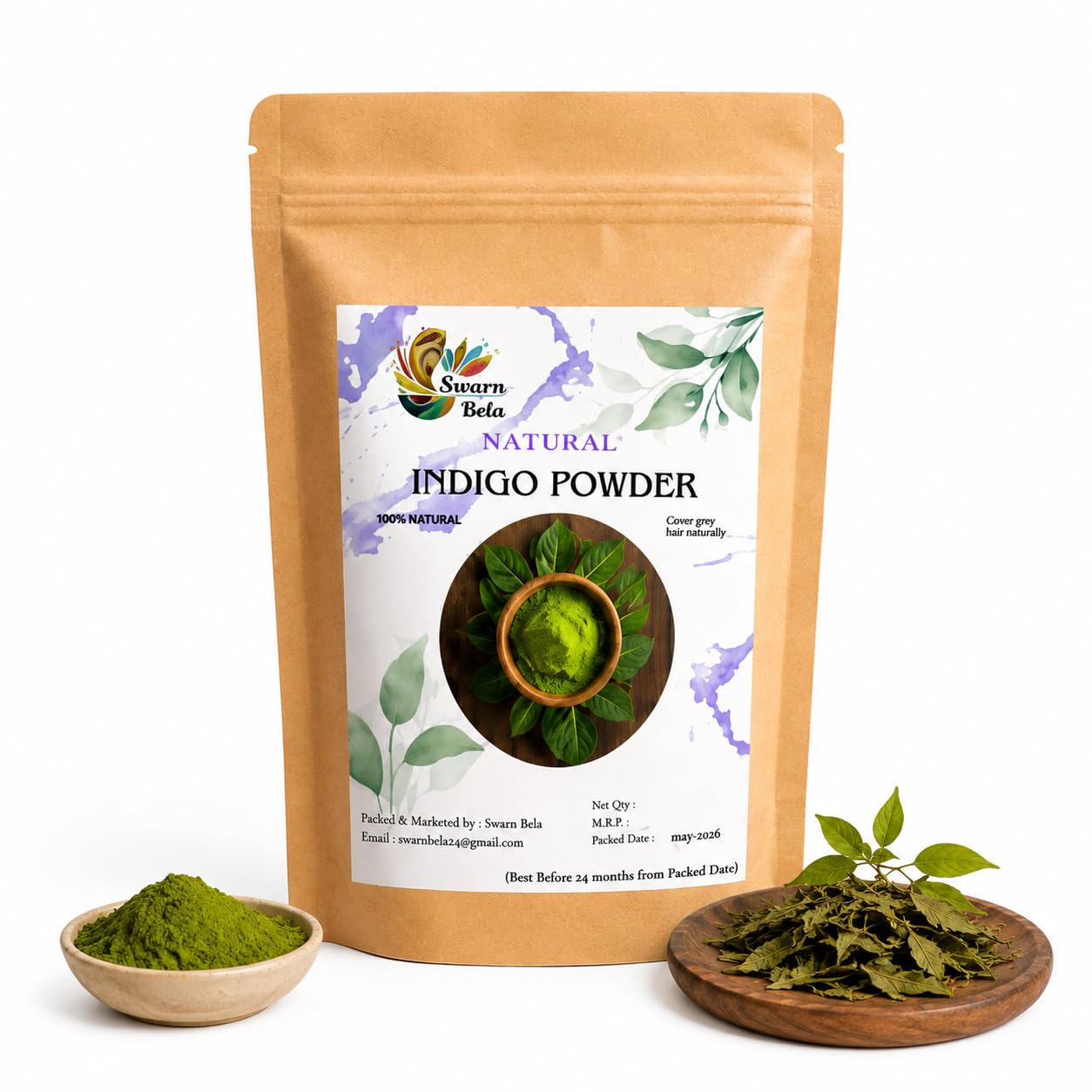 Natural Indigo Powder for Hair Coloring | Natural Avuri Leaf Powder for Black & Dark Brown Hair | Chemical Free Hair Care-image-8