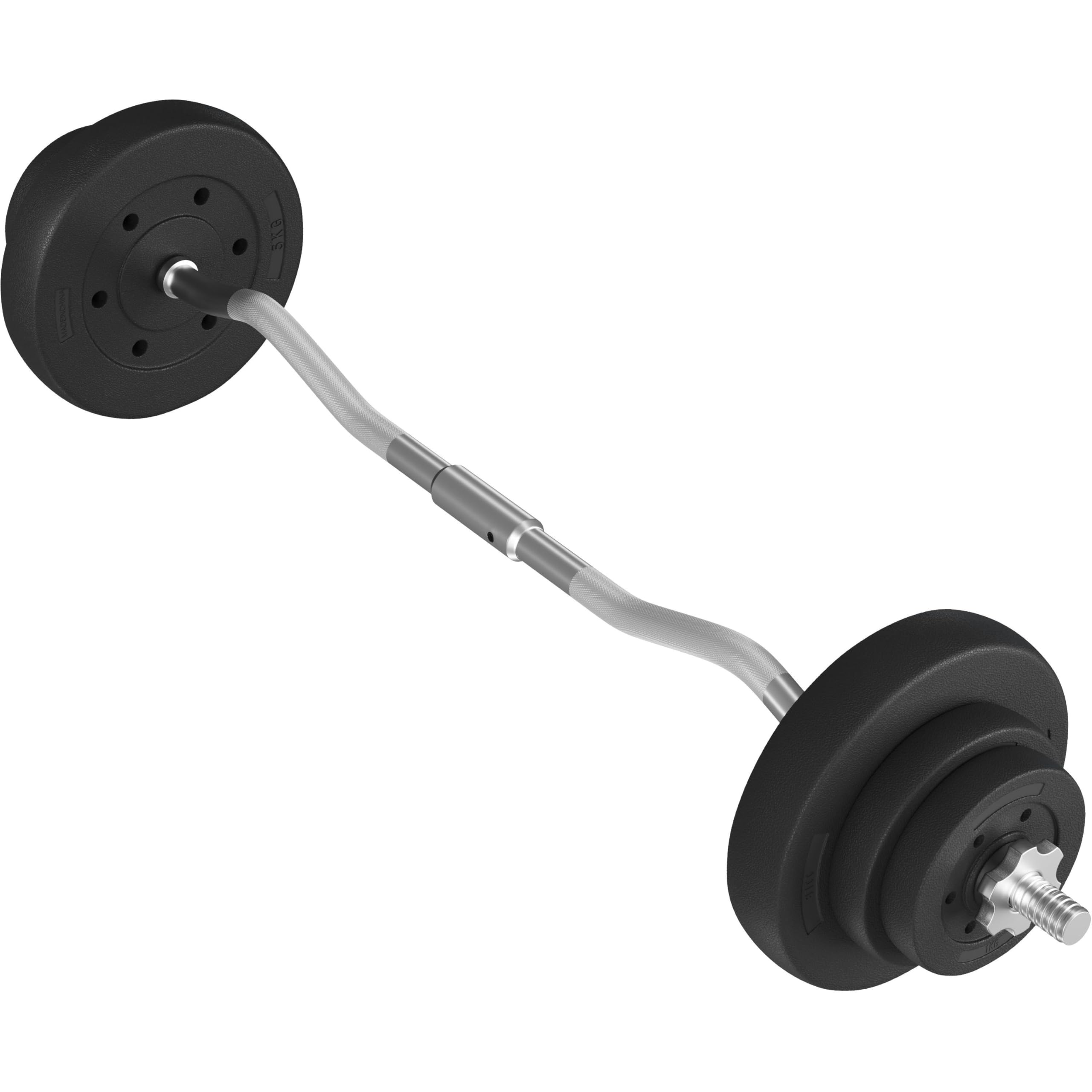 Yaheetech 20/25/30 kg SZ Curlset Langhantel-Set, SZ-Stange mit 6 Scheiben, Hantel-Set für Krafttraining, Curl-Stange mit Gewichten, Hantelstangenset SZ-Hantelset Curlset