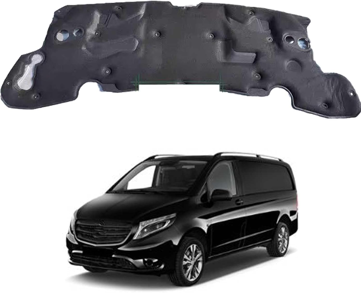 Bonnet Sound Deadening Mat 10mm for Benz VITO W447 OE: A4476825200 – Heat Shield Insulation, Practical Replacement Liner with Clips & PET Fibre