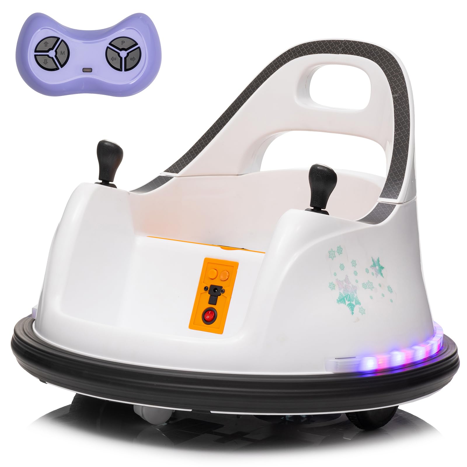 12V Kids Ride on Bumper Car Kids Ride On Electric Bumper Car for Toddlers with 360 Degree Spin, Remote Control for Baby Boy and Girls Riding Bumping Toy Gifts Cars for Toddler, White
