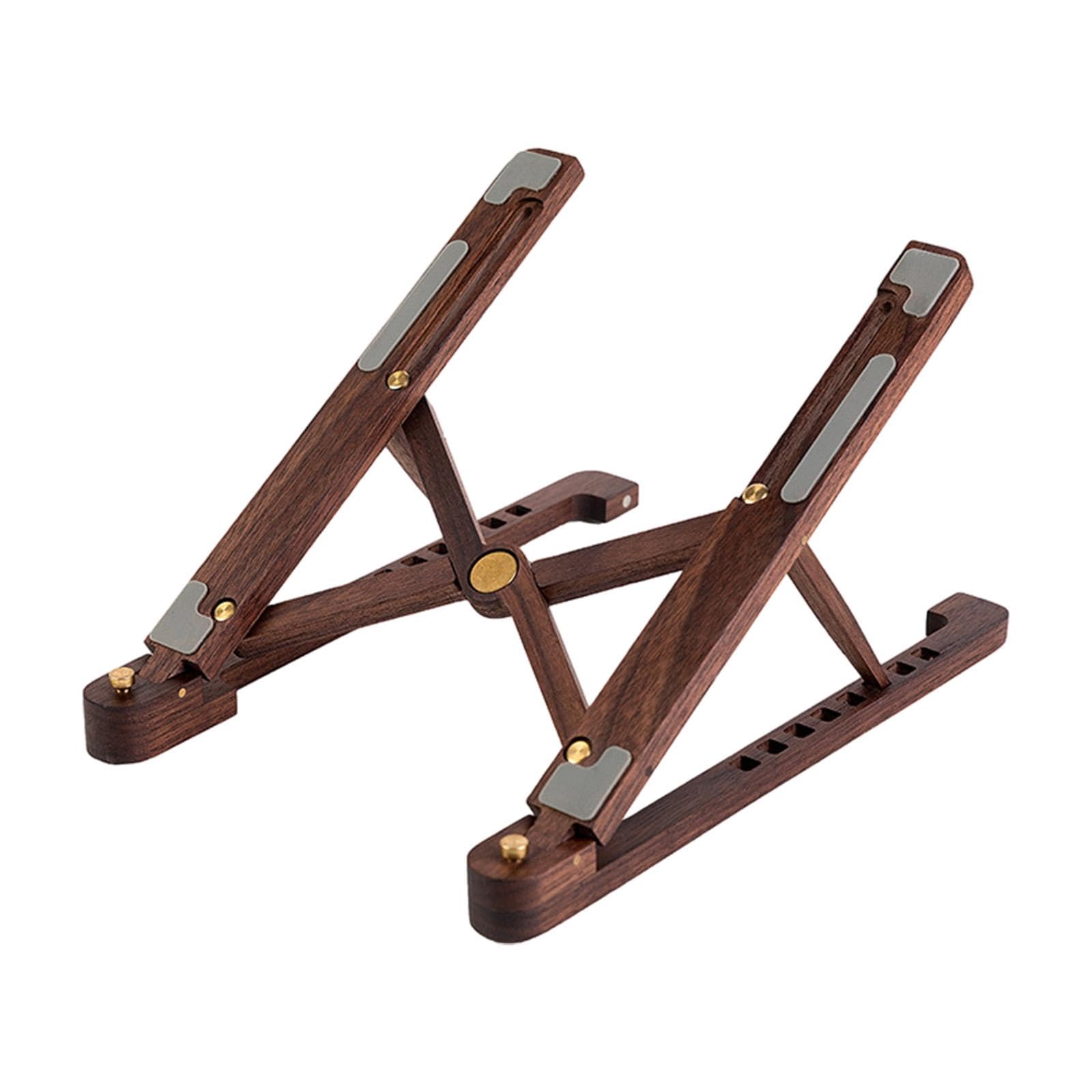 Supporto Pieghevole per Laptop, Supporto per Laptop Regolabile in Altezza, Antiscivolo, in Legno, per Computer Tablet, Notebook, Scrivania, Lavoro, Marrone scuro