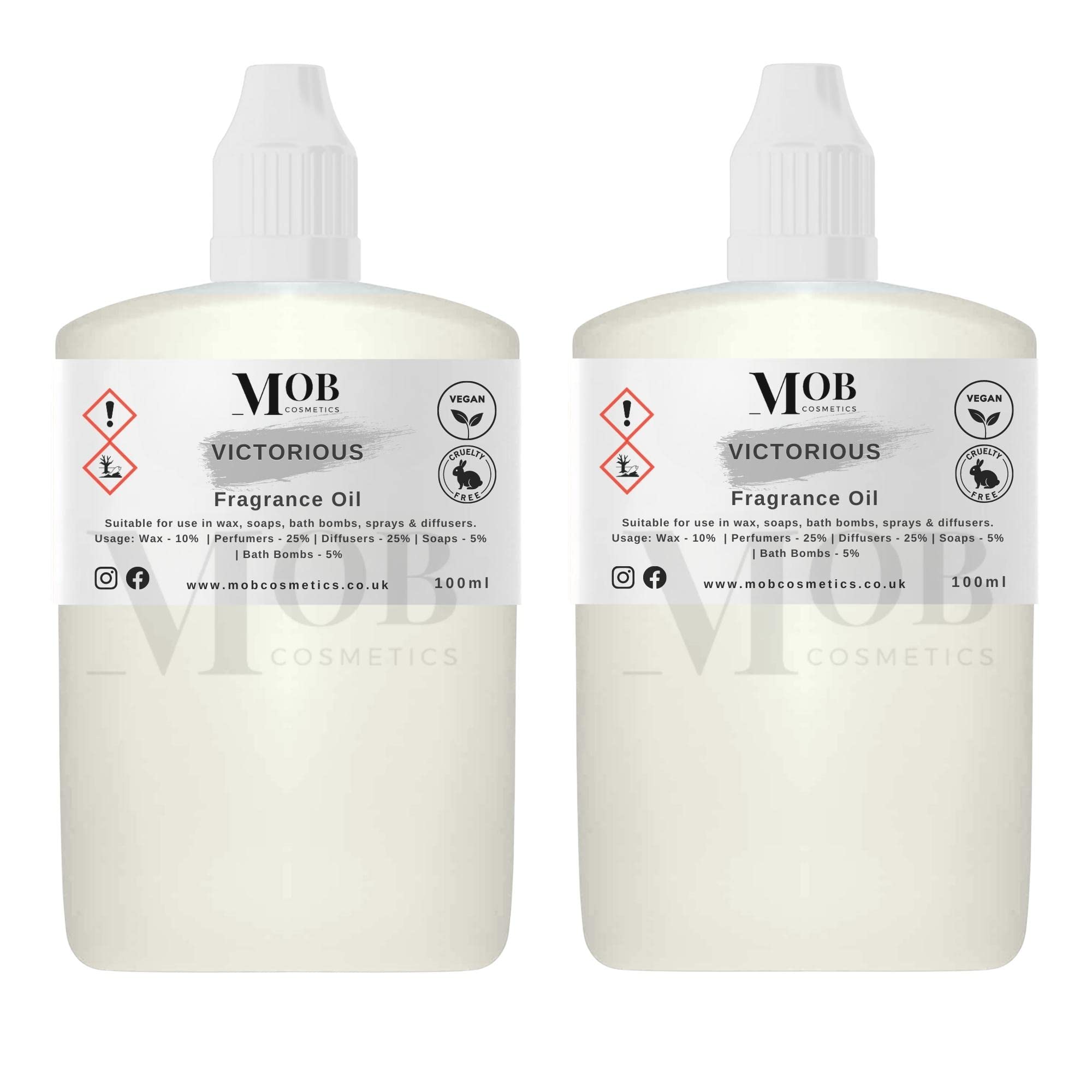 Luxury and Designer Fragrance Oil | Highly Concentrated | Perfect for Candles, Soaps, Bath Bombs, Diffusers, Wax Melts | UK Made | Vegan (Victorious, 100ml (Pack of 2)) — image 1