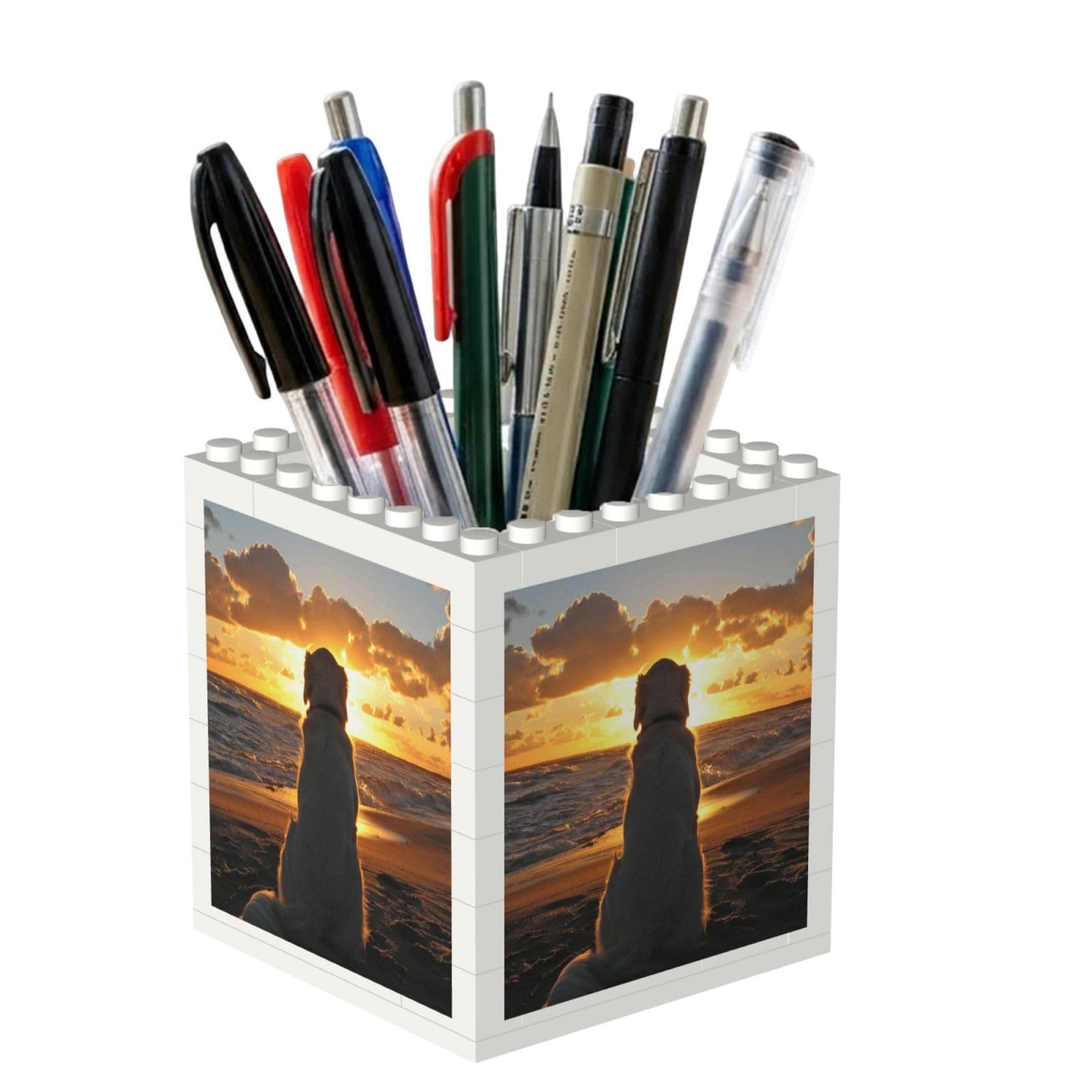 Poadnly Golden Retriever At Sunset, Pen Pot Pencil Holder for Office Home School, Compact Desk Organiser for Office Stationery