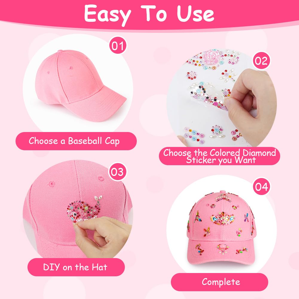 Gorra de Béisbol DIY con Pegatinas de Brillante Diamantes para Niñas