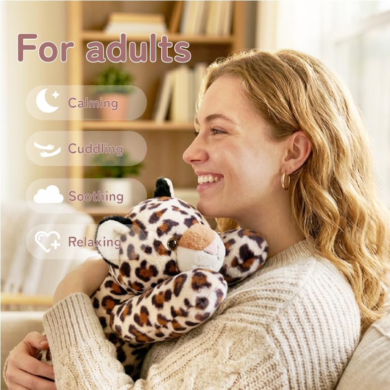 Image of Niuniu Daddy Weighted Stuffed Animal, 20 in 3.3 lbs Leopard Huggable Plush | Heavy sensory lap pad, lying body pillow for sleeping, machine wash, huggable plushies, soothing gift for kids and adults