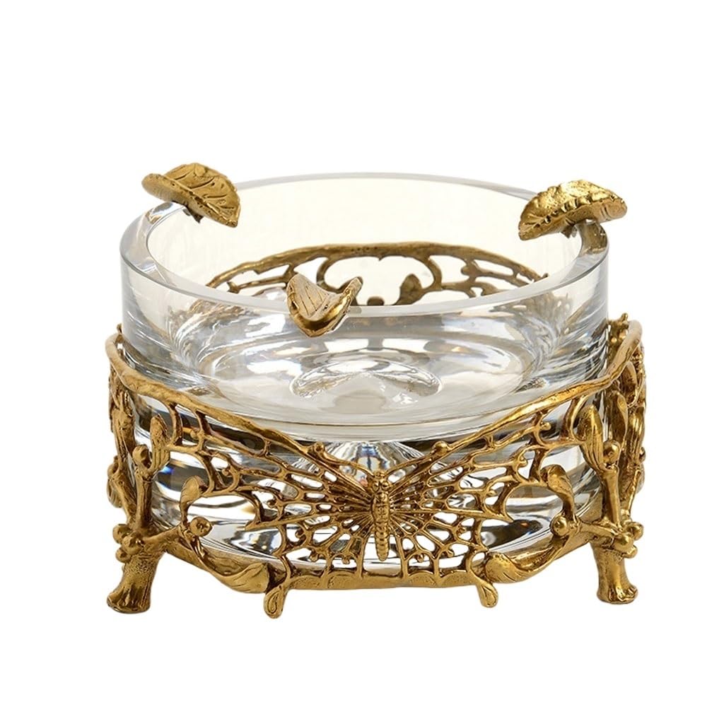 Gthtuhfd Ash Tray Nordic Simple Modern Crystal Inlaid Copper Decoration Round Ashtray Ornaments Luxury Home Ashtray Accessories Ashtray For Outside Patio
