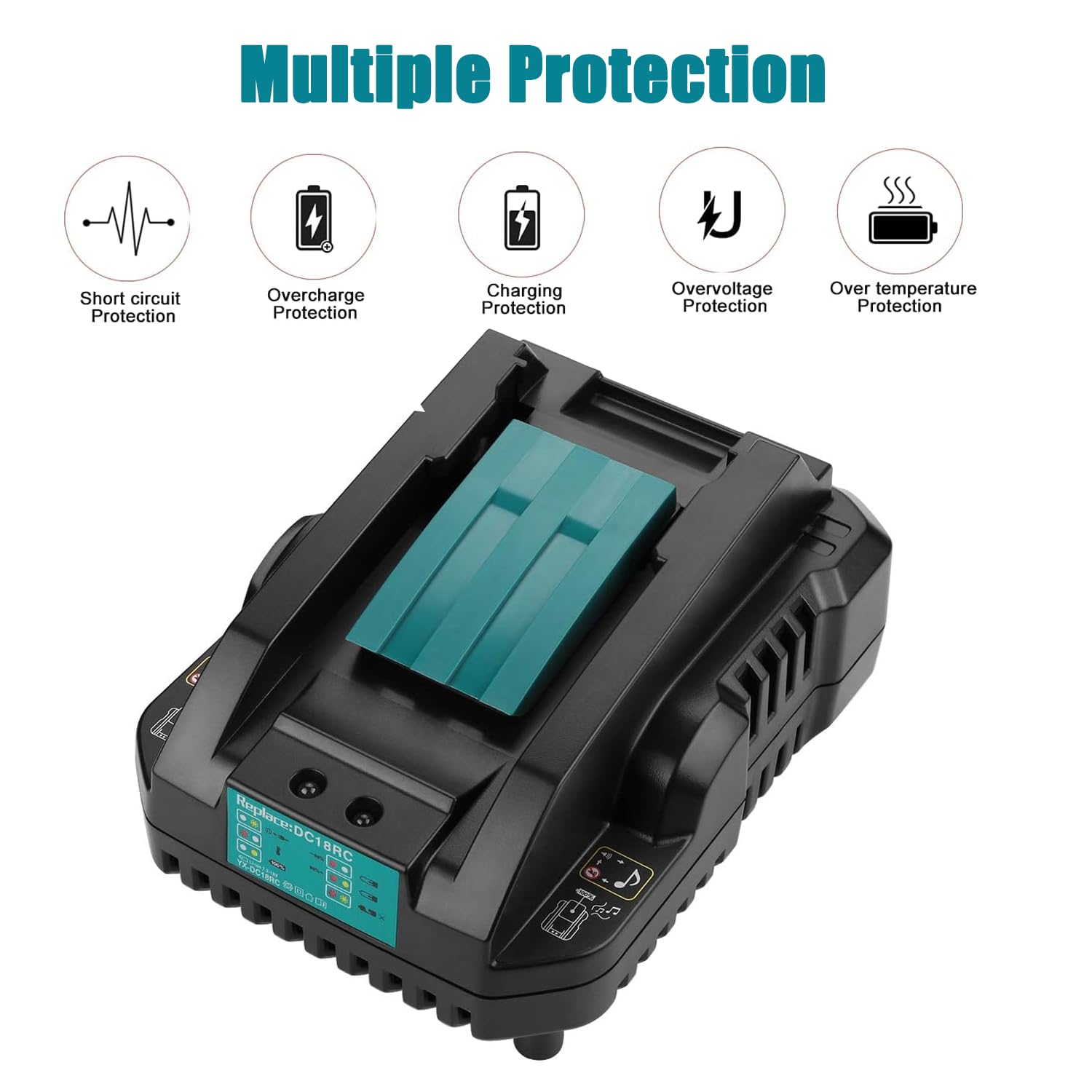18V 5,0Ah Batería + Cargador para Makita 18V | Repuesto para cargador Makita de 18 V con batería BL1850 BL1840 BL1830 BL1820 BL1850B