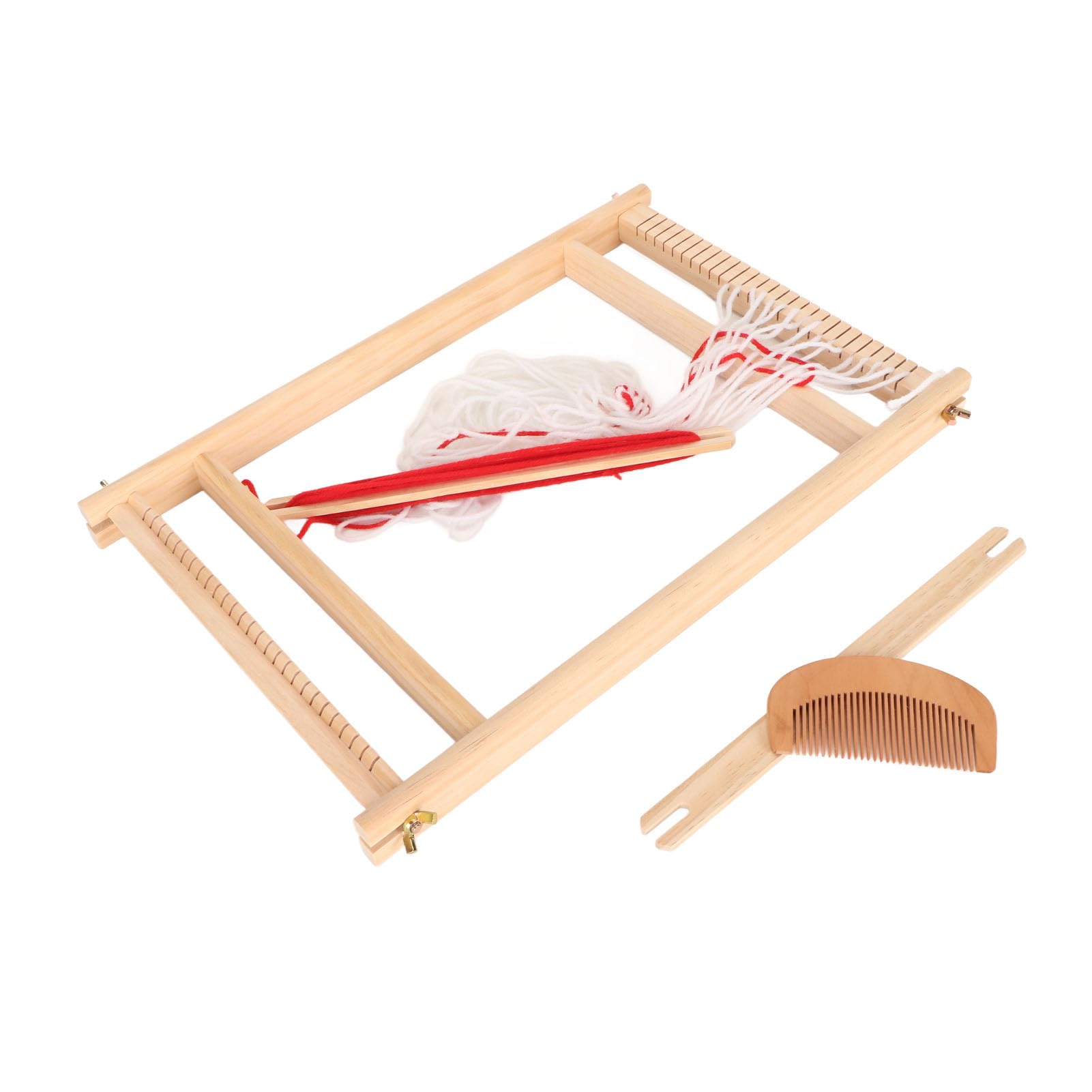 Mavaol Tessitura per bambini Funzionamento semplice Coordinazione occhio-mano Kit per tessitura di legno durevole con gomitolo di filato per bambini principianti